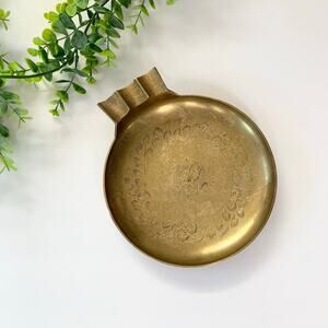 Vintage Brass Gold MCM Ashtray Trinket Tray